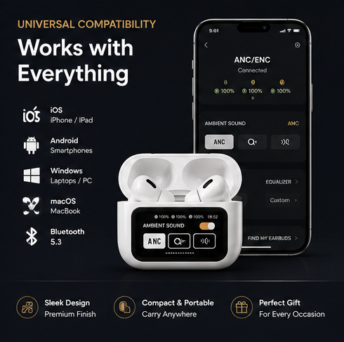 NexGen Wireless Earbuds with touch screen display