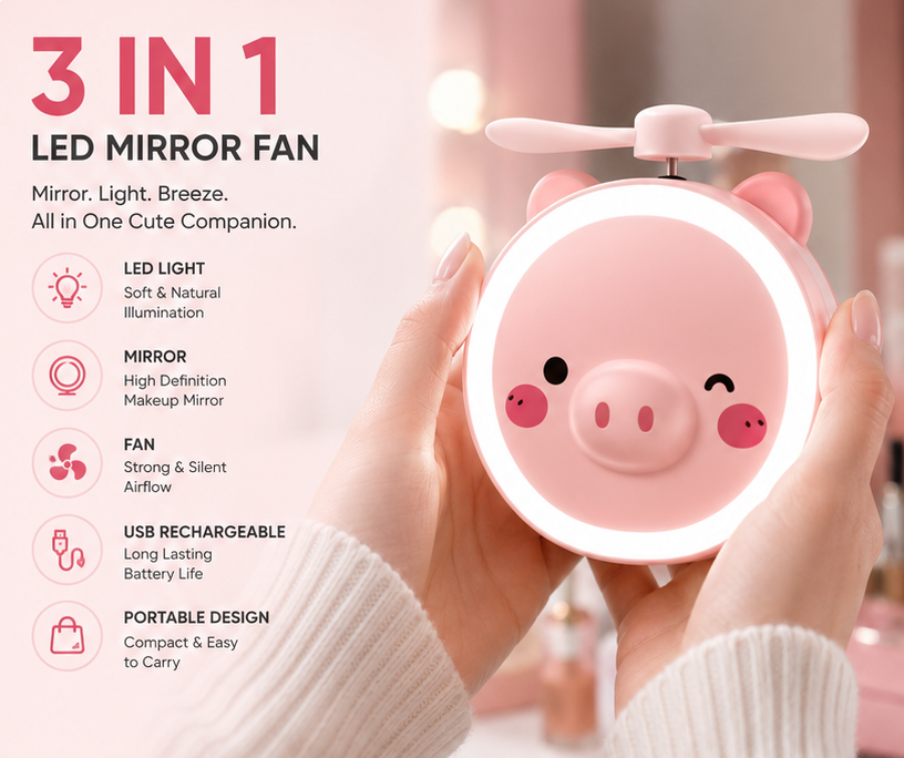 NexGen LED Makeup Mirror with Mini Fan - NexGen