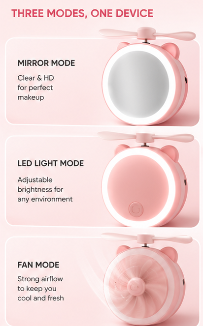 NexGen LED Makeup Mirror with Mini Fan - NexGen
