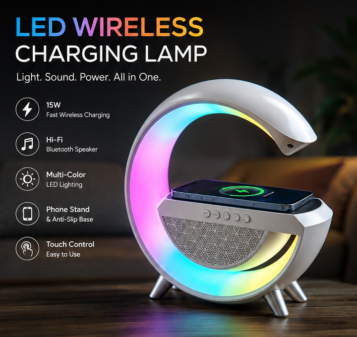 NexGen 3-in-1 RGB LED Wireless Charging Speaker Lamp - NexGen