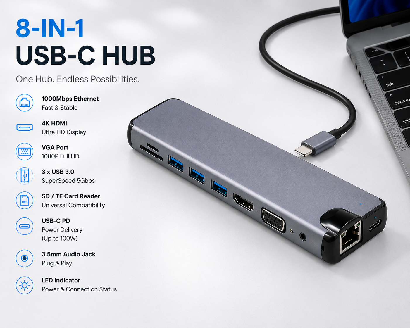 NexGen 8-in-1 USB-C Hub with Professional Performance - NexGen