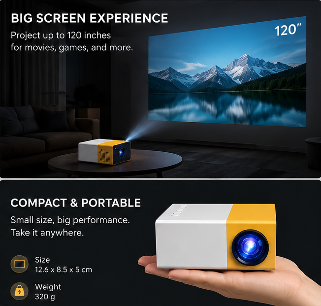 NexGen Portable Mini Home Theater LED Projector