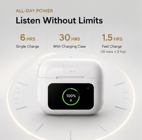 NexGen Wireless Earbuds with touch screen display